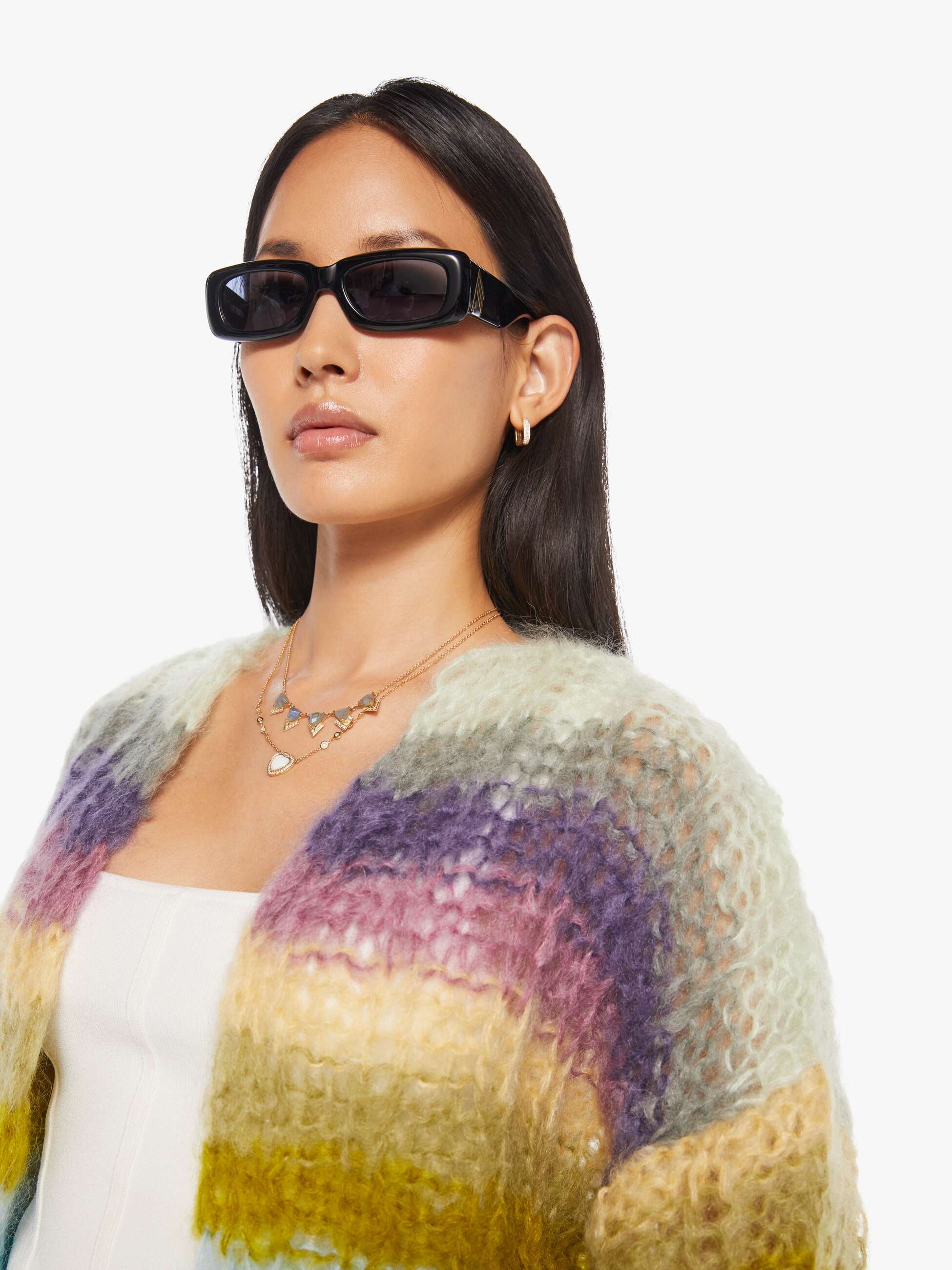 Maiami Mohair Ribbed Bomber Cardigan - Multicolor | MOTHER DENIM