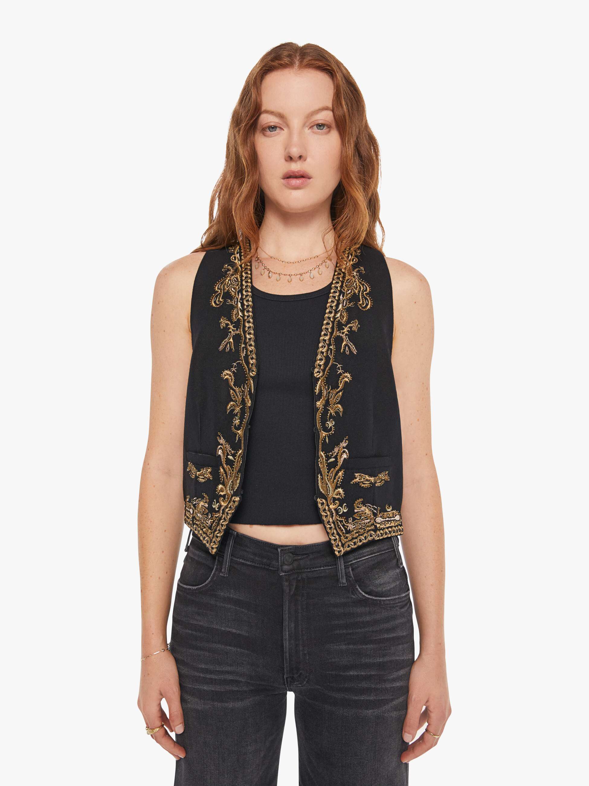 SPRWMN RIB FITTED SCOOPED TANK BLACK - BLK | MOTHER DENIM