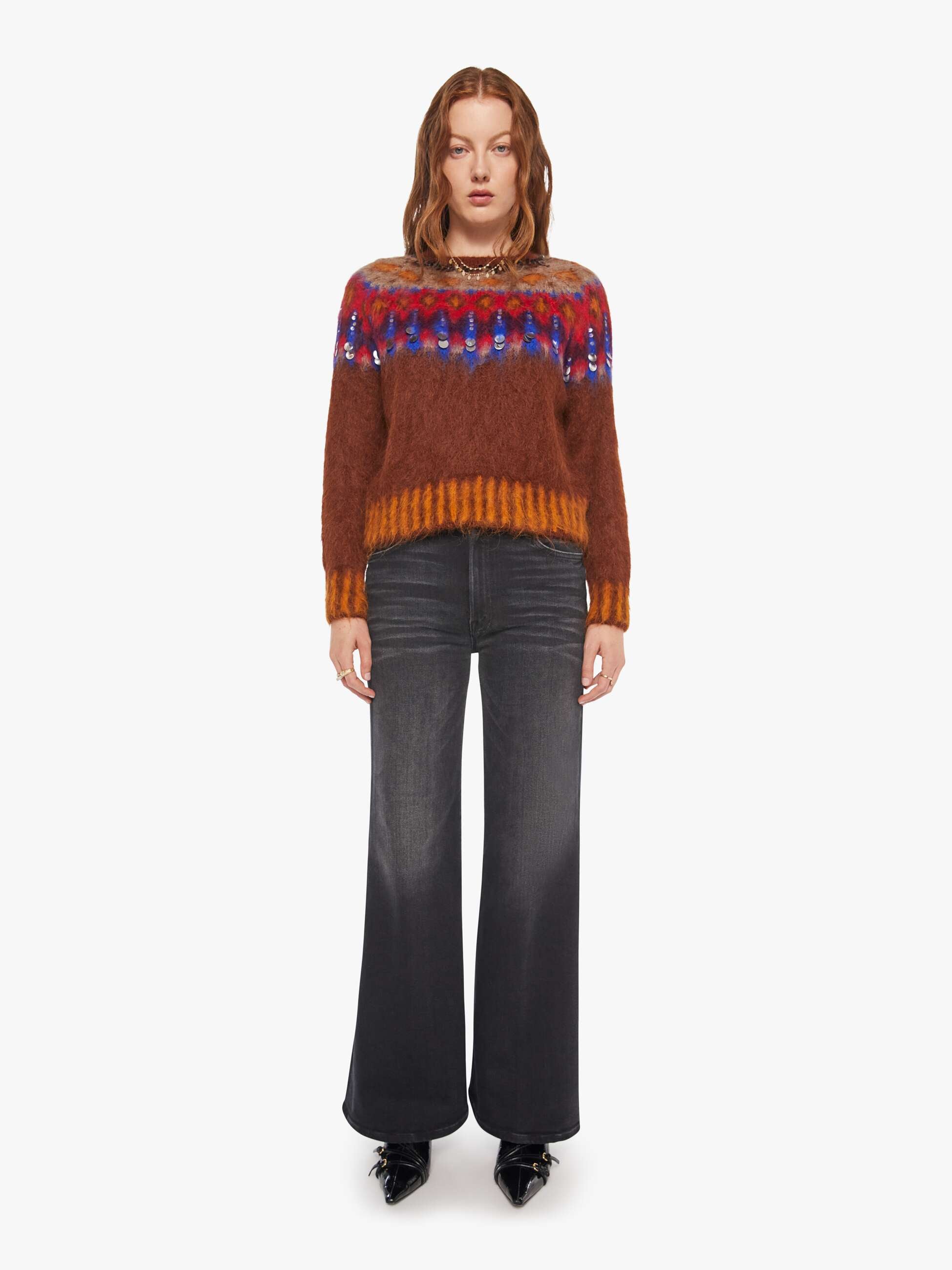 Maria Cher Brookside Creek Sweater - Brick | MOTHER DENIM