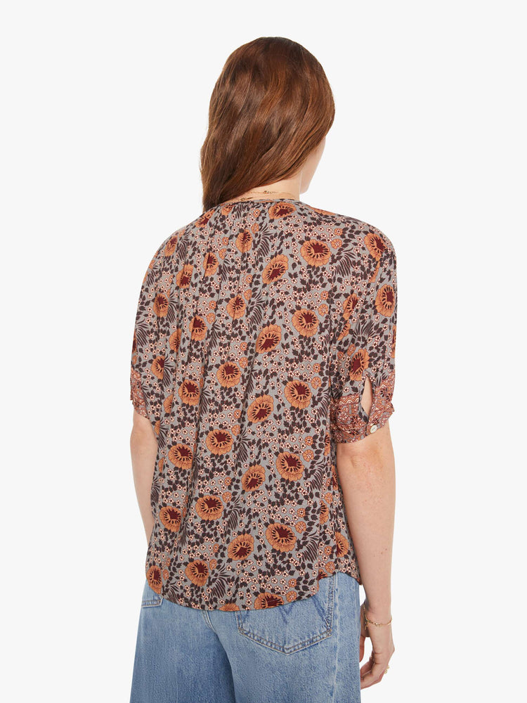 Natalie Martin Violet Top - Vintage Flowers Slate