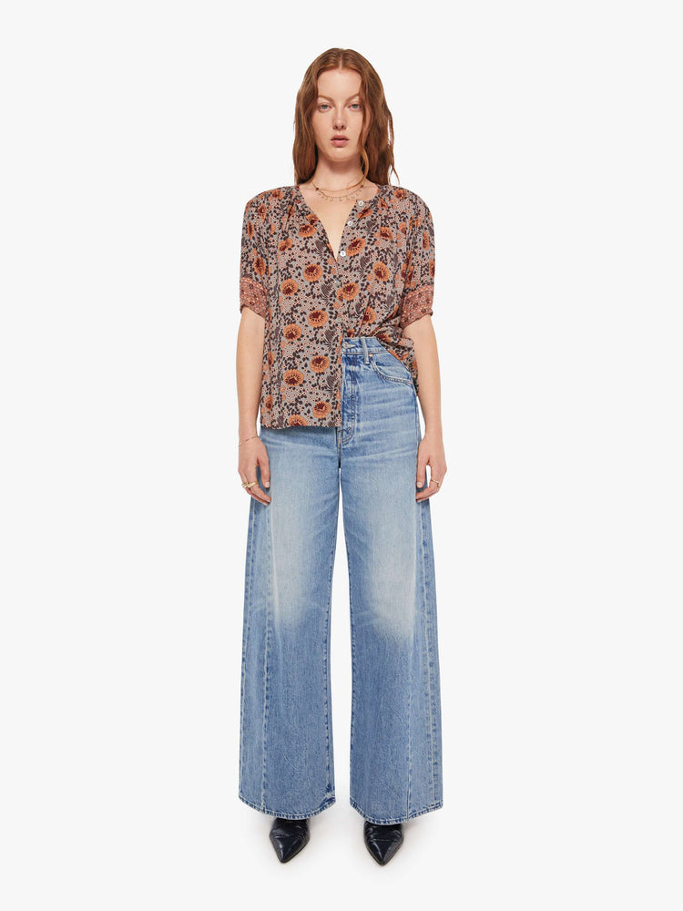 Natalie Martin Violet Top - Vintage Flowers Slate