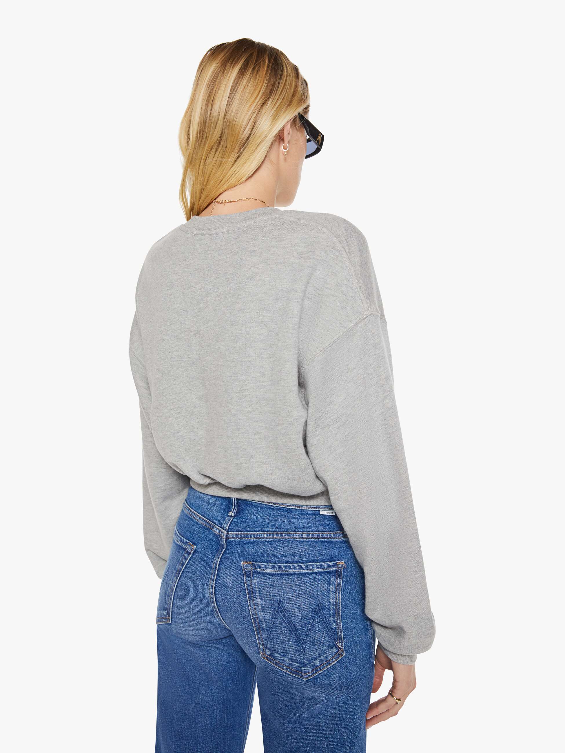 Eterne Cropped Crewneck Sweatshirt - Heather Grey | MOTHER DENIM