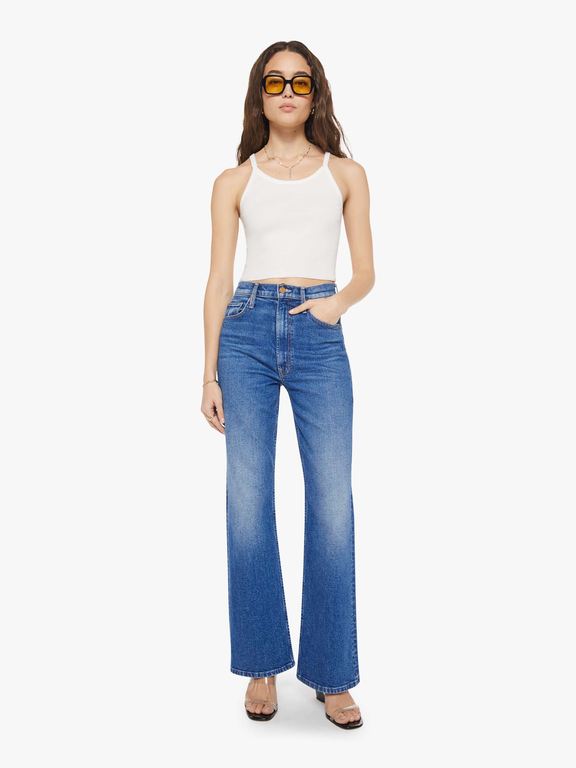 mother SO FAR Rib Tops Ⅱ - plain Eterne Cropped Rib Tank - Ivory | MOTHER DENIM