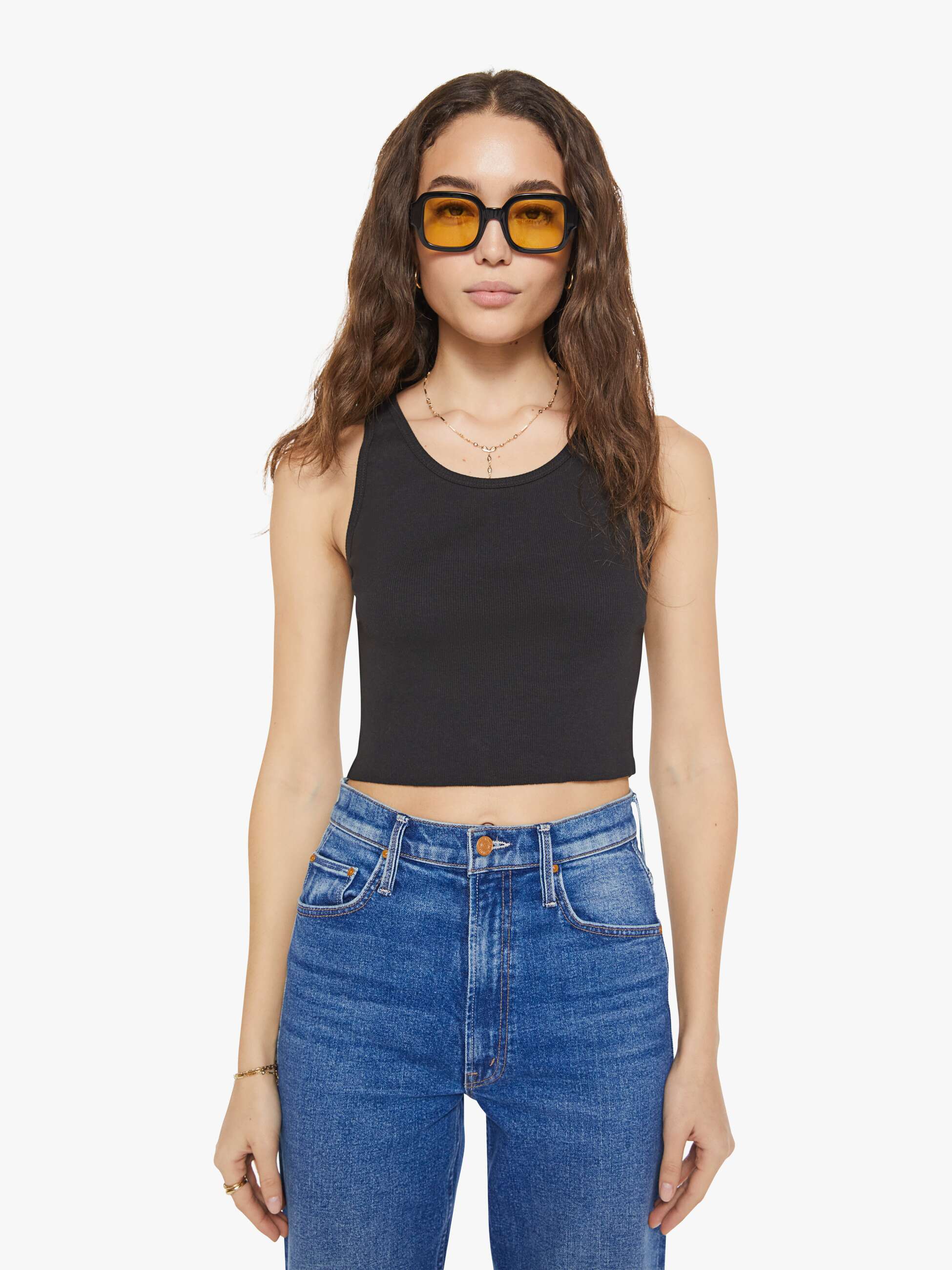 Eterne Cropped Scoop Neck Tank - Black