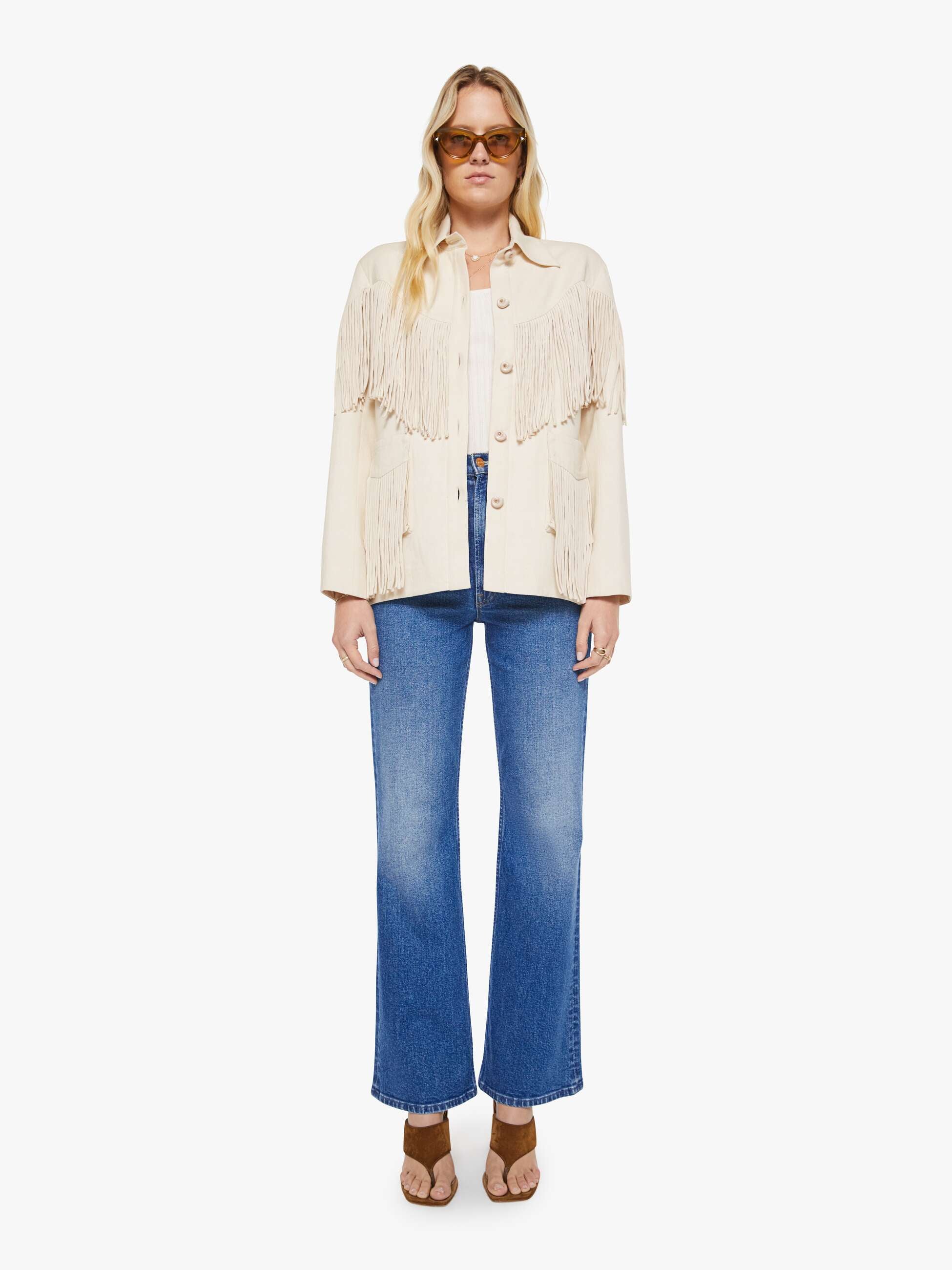 Alix of Bohemia Jude Fringe Jacket - Dune | MOTHER DENIM