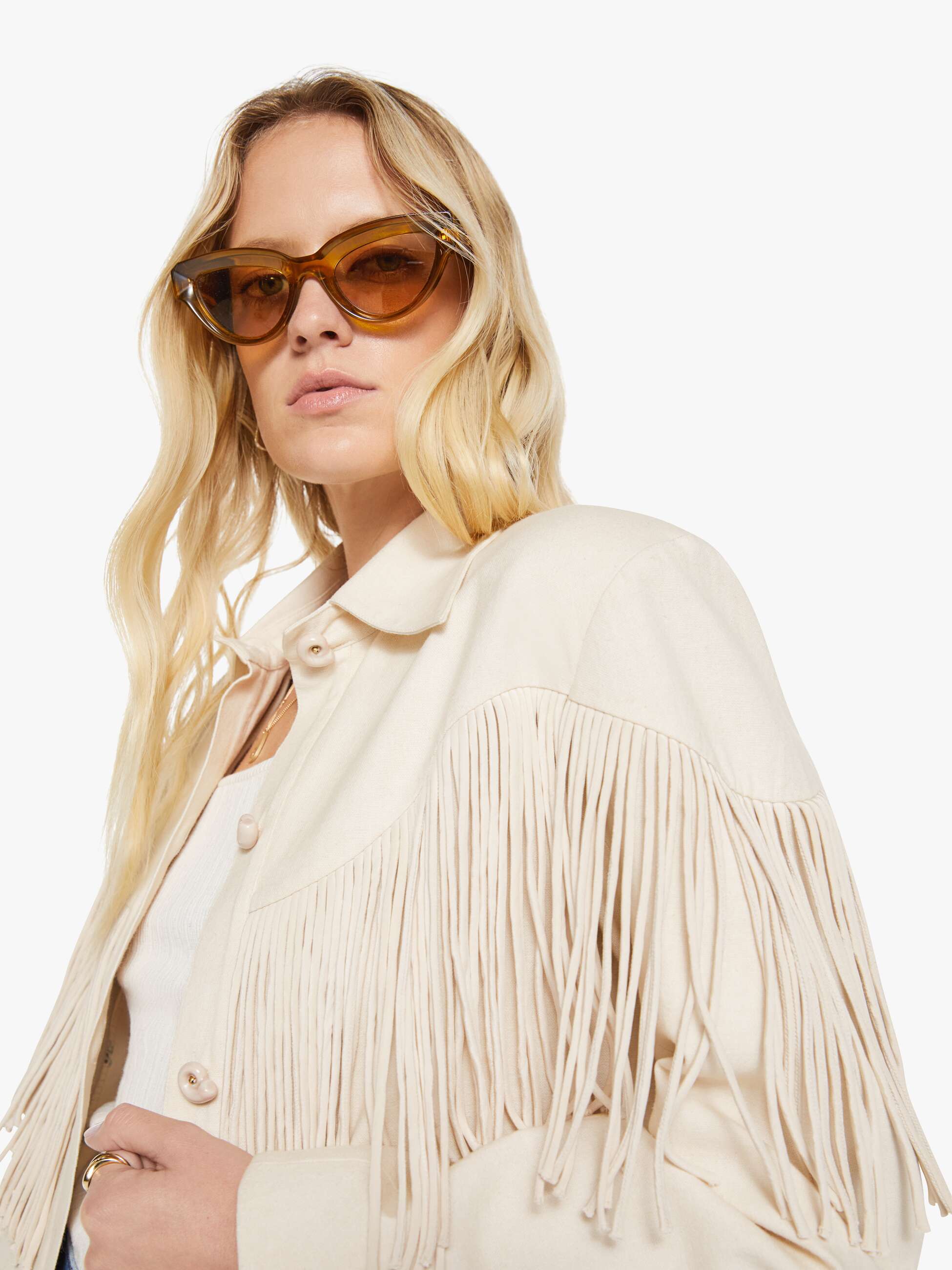 Alix of Bohemia Jude Fringe Jacket - Dune | MOTHER DENIM