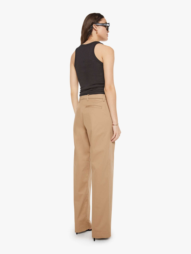 Back khaki trousers from the Los Angeles brand SPRWMN (pronounced "superwoman") have a straight leg, long inseam and a loose, comfortable fit.
