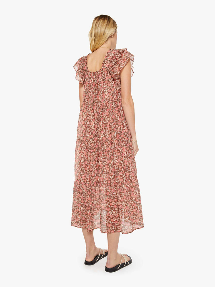 xirena silk dress Xirena Dress Blue/Green Floral Tiered Short Sleeve Light Cotton/Silk Size XS