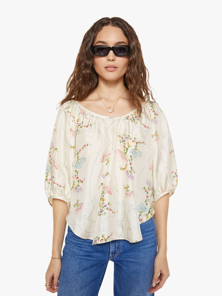 La Prestic Ouiston Moisson Top - Broderie Ecru | MOTHER DENIM