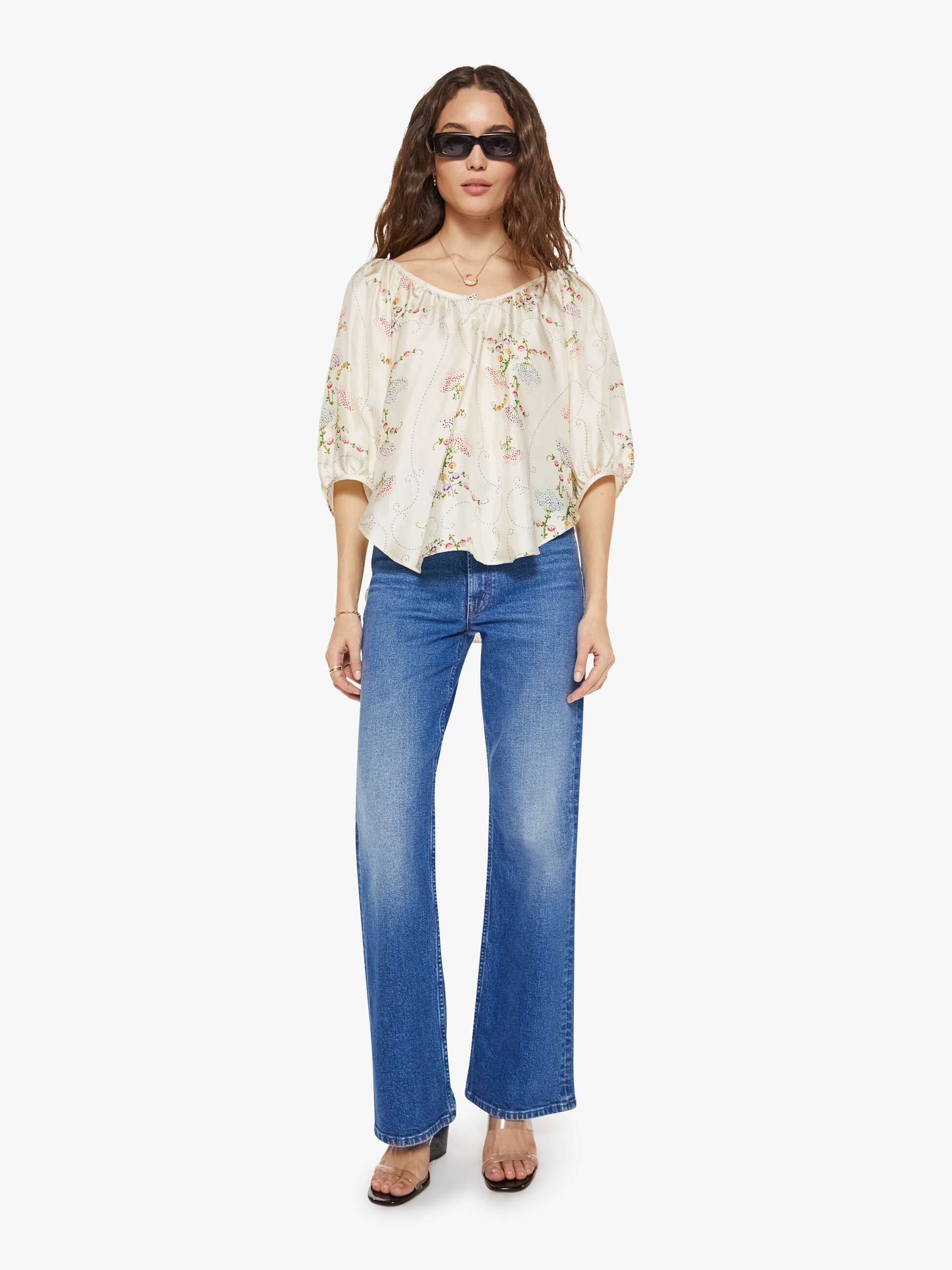 La Prestic Ouiston Moisson Top - Broderie Ecru | MOTHER DENIM