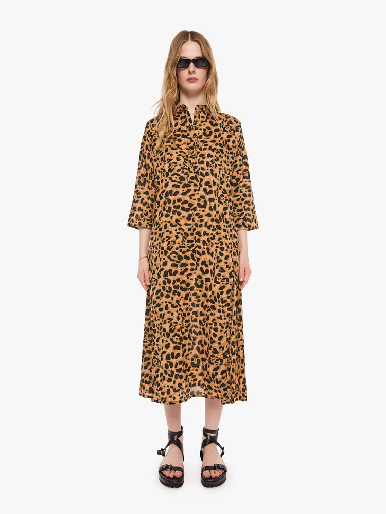 slim fit dress slacks Leopard Print Off-Shoulder Maxi Dress main image 1