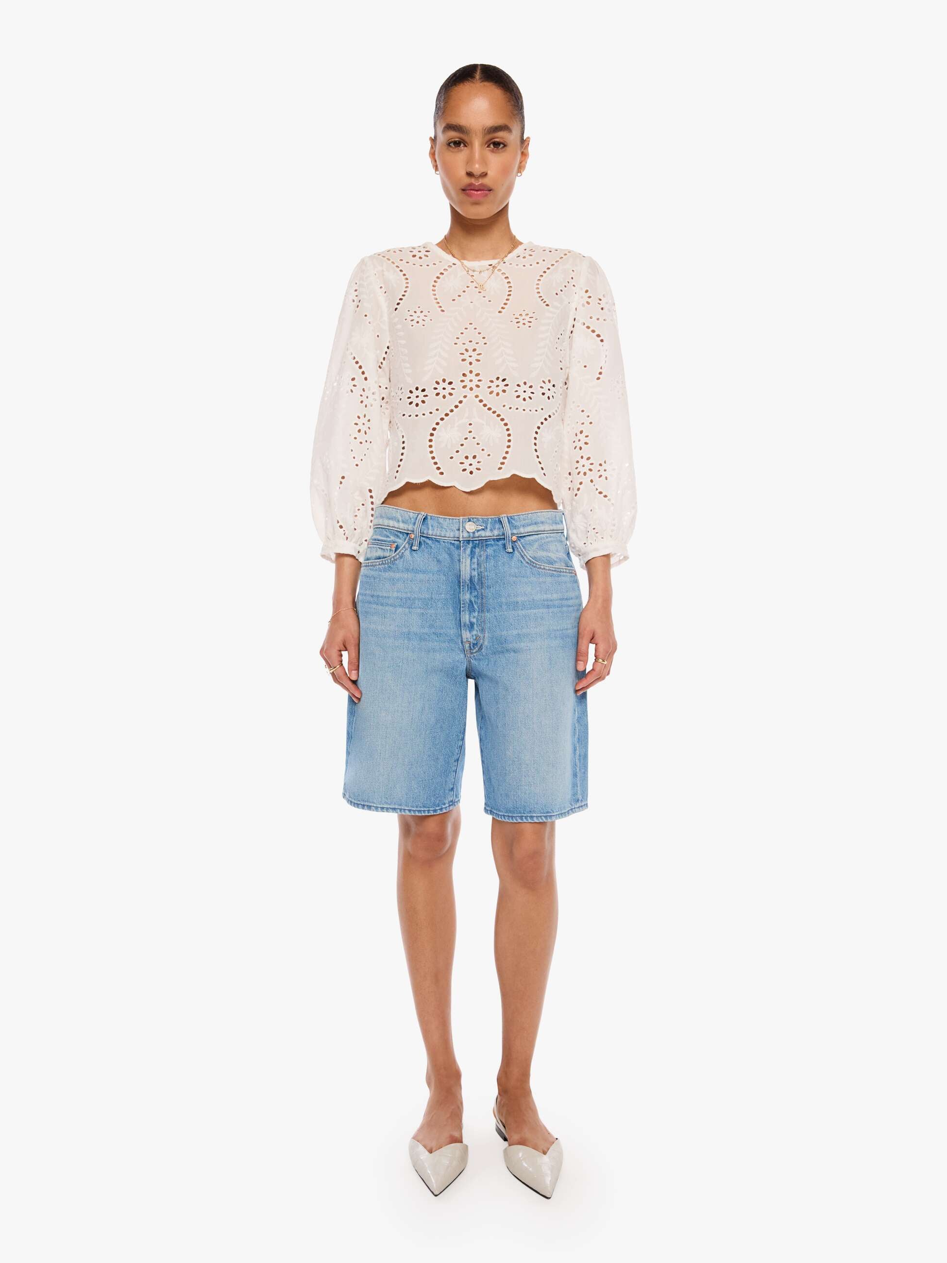 Natalie Martin Lisa Top - Athena Embroidery Salt | MOTHER DENIM