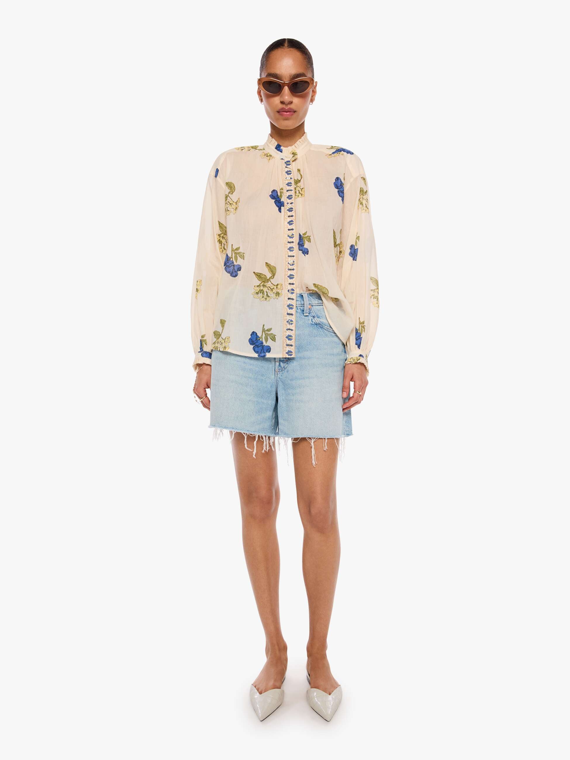 Alix of Bohemia Poet Blouse - Blueberry | MOTHER DENIM
