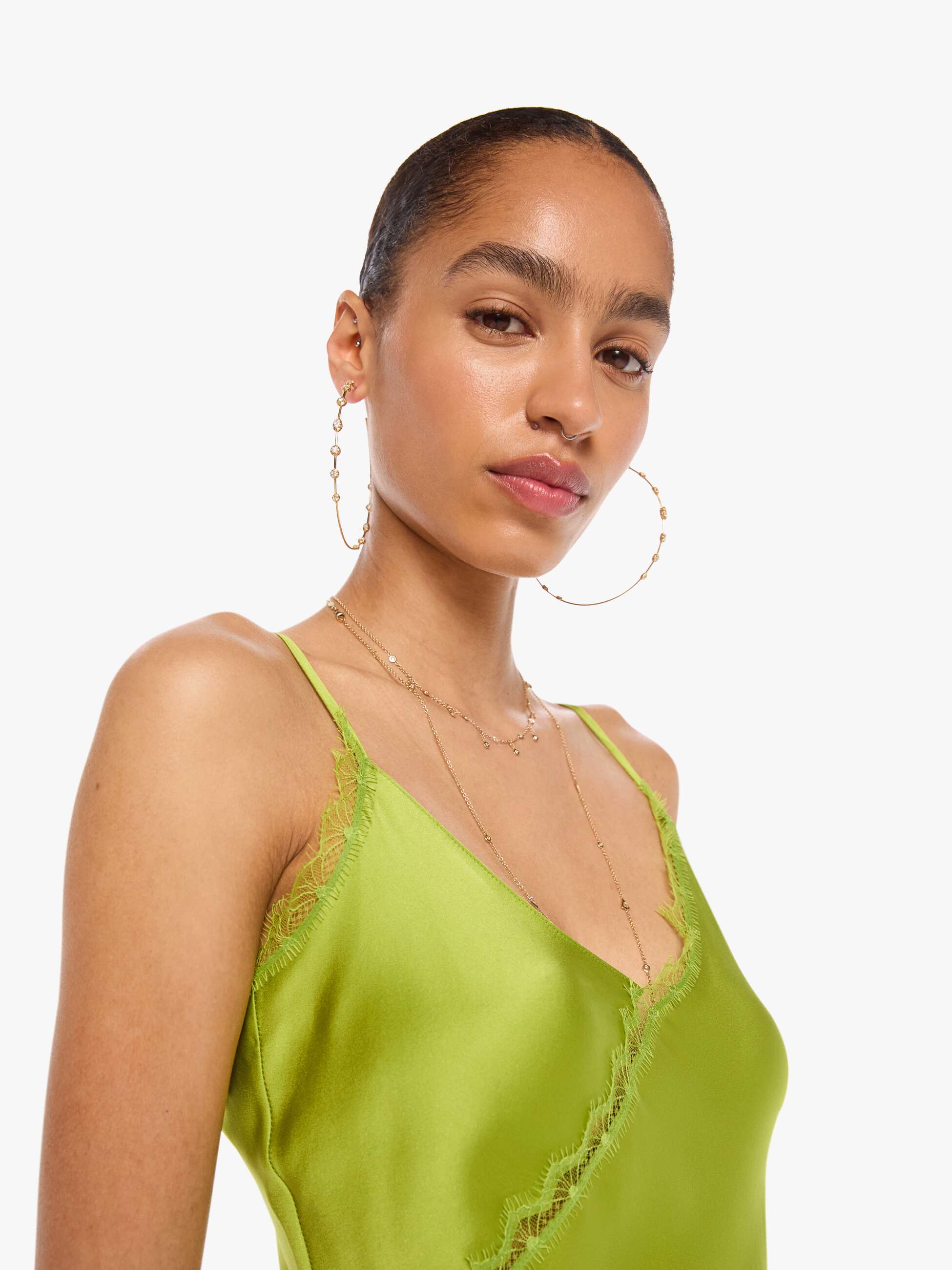 SABLYN Cece Lace Inset Cami Dress - Chartruese | MOTHER DENIM