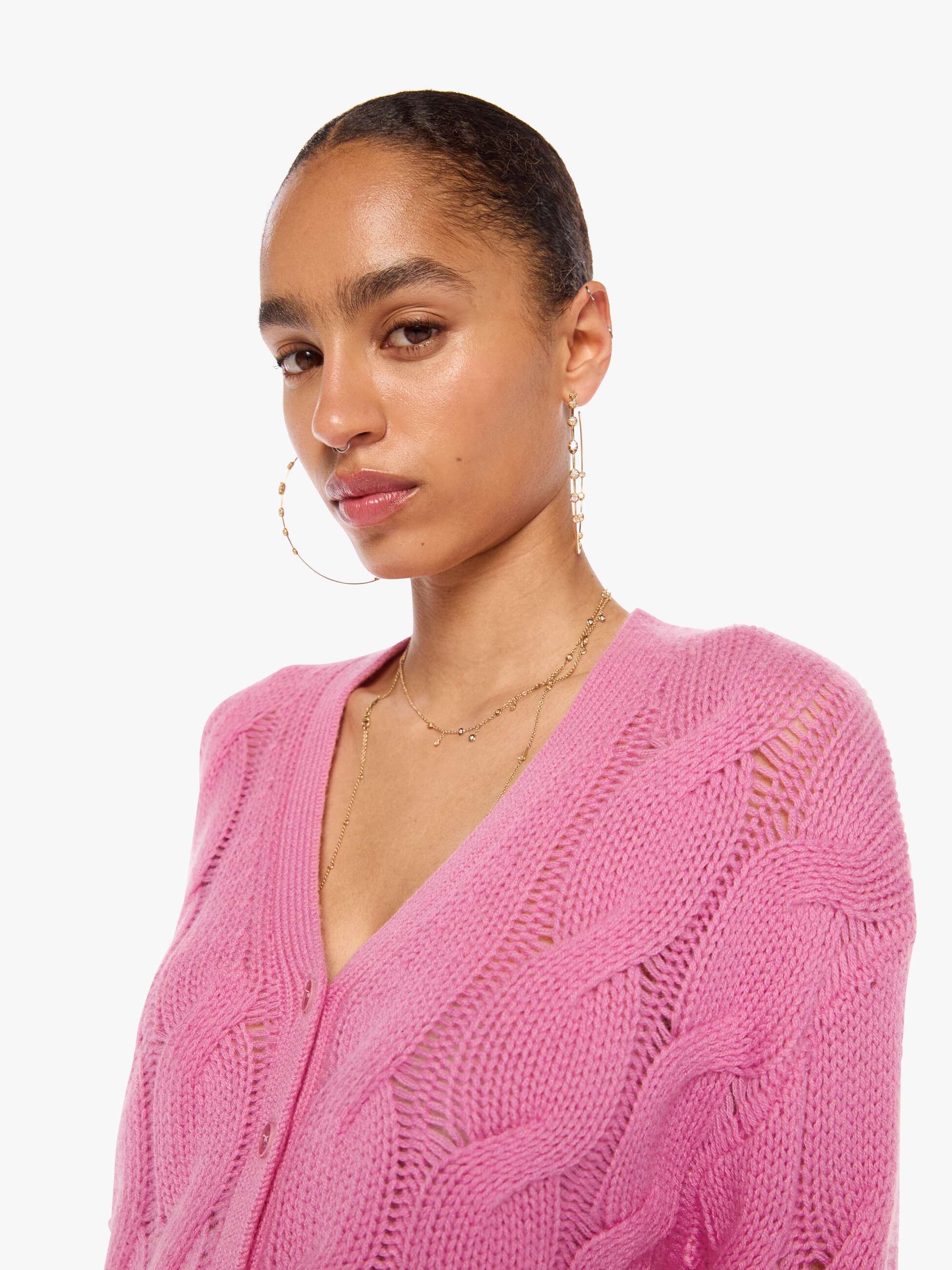 SABLYN Jolie Cable Cardigan - Dahlia | MOTHER DENIM