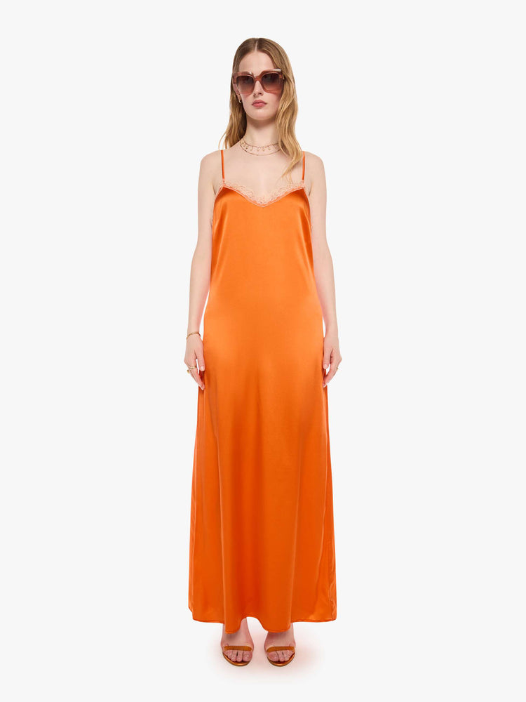 orange loose dress Safuny Women's Tea Length Loose Dress Solid Color Holiday Elegant Cocktail Wedding Evening Party Sleeveless Crew Neck Trendy Dresses Orange, Size: