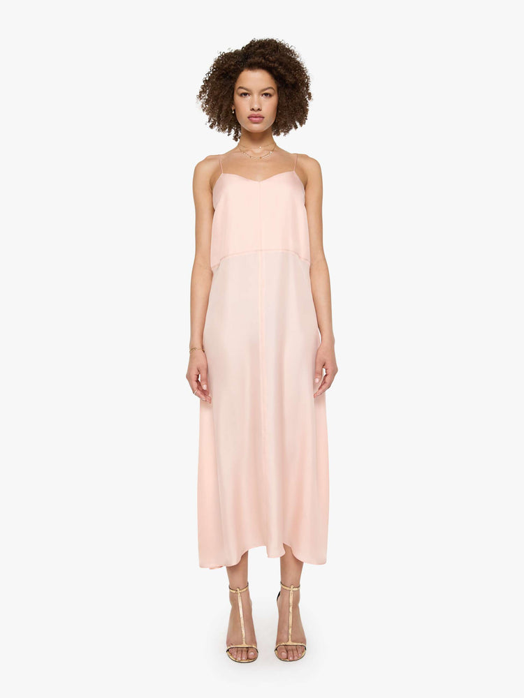 light pink loose dress Linen Loose Light Pink Summer Feminine Dress / Comfort Women Vacation Summer Long Oversize Dress | Light Pink Designer Dress