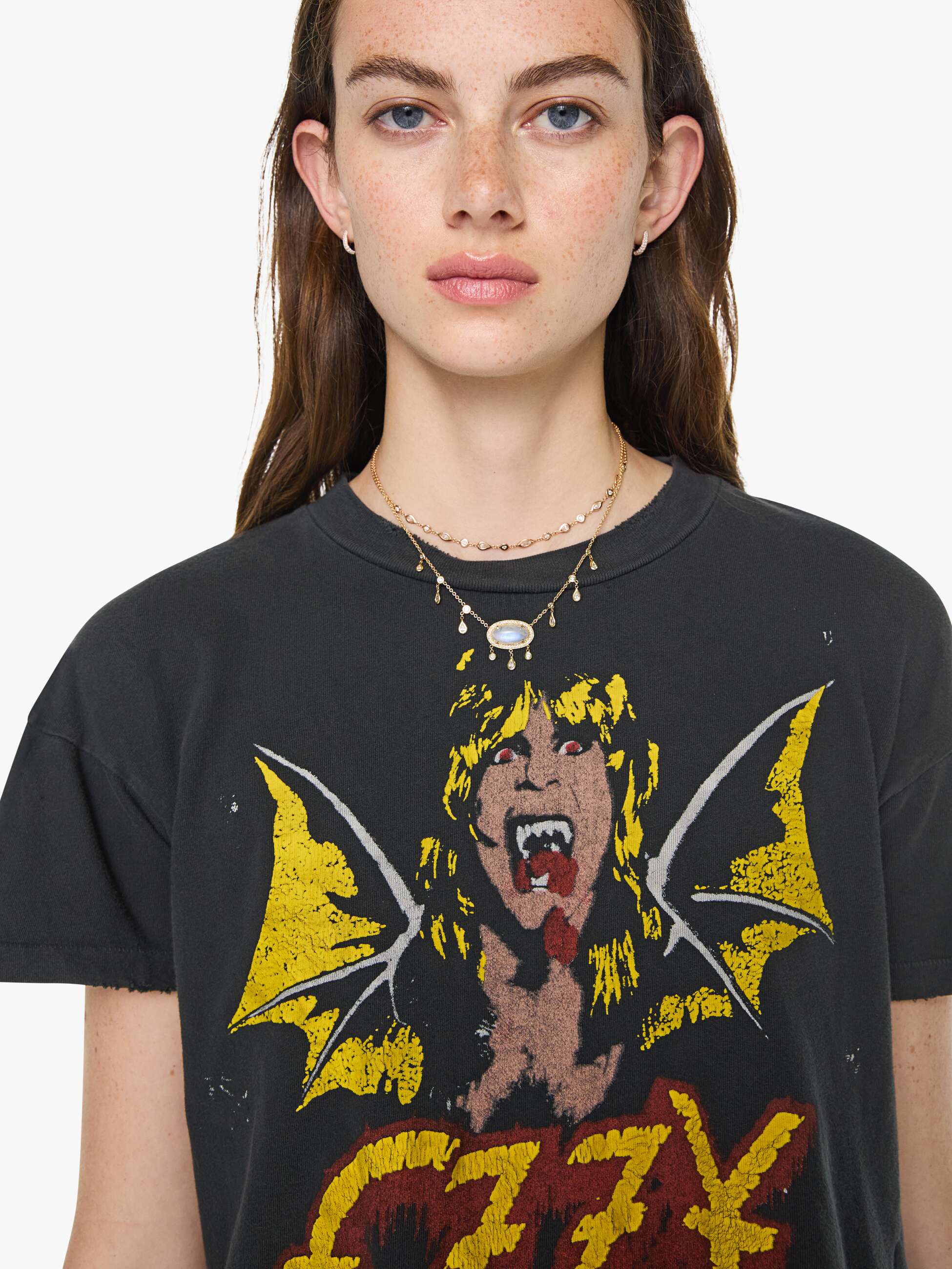 MadeWorn Ozzy Osbourne Cropped Tee - Coal | MOTHER DENIM