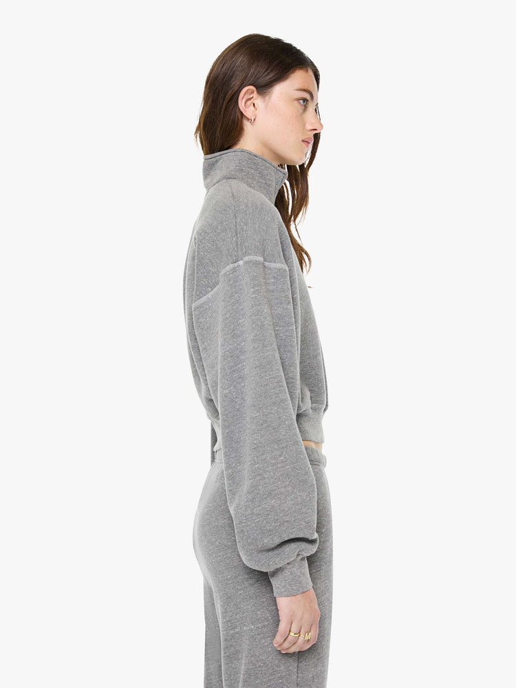 Eterne Cropped Half-Zip Sweatshirt - Dark Heather Grey