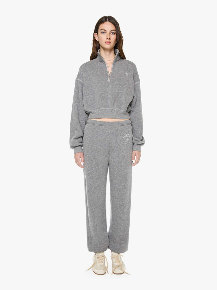 Eterne Cropped Half-Zip Sweatshirt - Dark Heather Grey