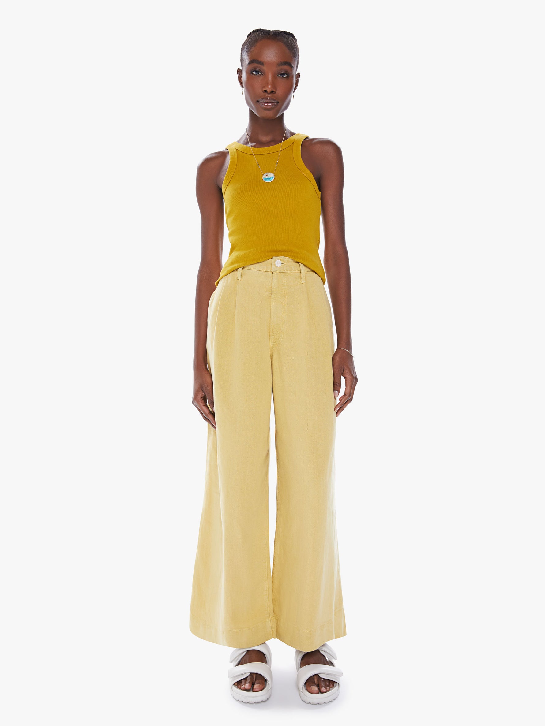 HIGH WAISTED POUTY PREP ANKLE FAST AND LOOSE - MISTED YELLOW | MOTHER DENIM