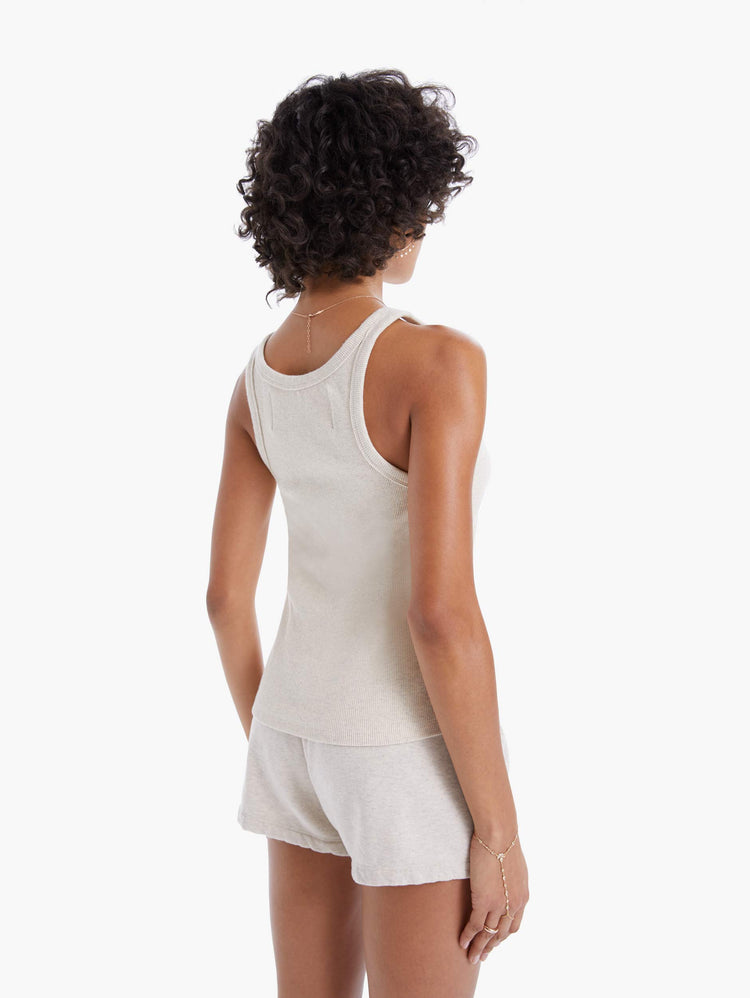 BACK VIEW WOMEN'S OATMEAL RIBBED TANK