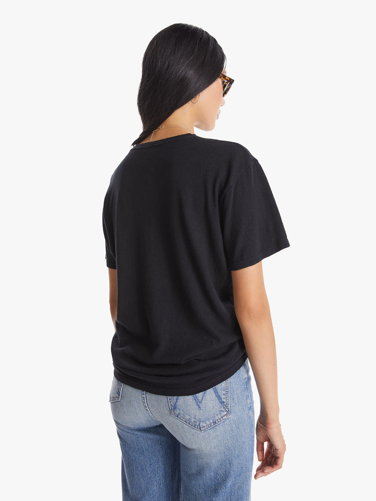 BACK VIEW OF WOMENS OVERSIZED BOXY CREW NECK TEE IN BLACK